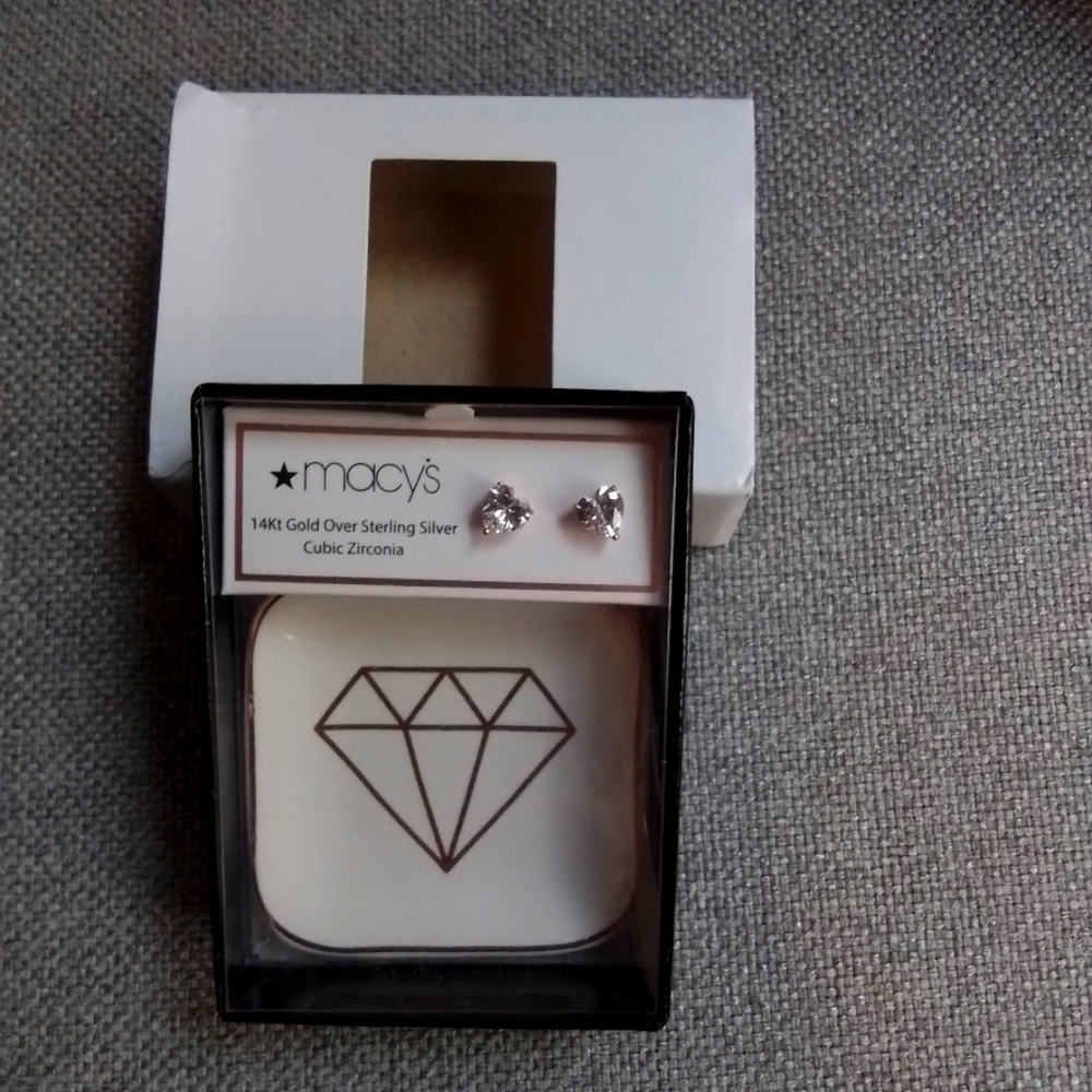 14K Gold Over Sterling Silver CZ Studs.... NWT